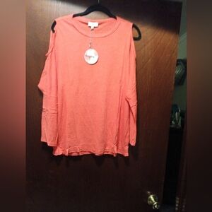 Hayden Los Angeles NWT Linen Blend Cold  Shoulder Long Sleeve Shirt Medium